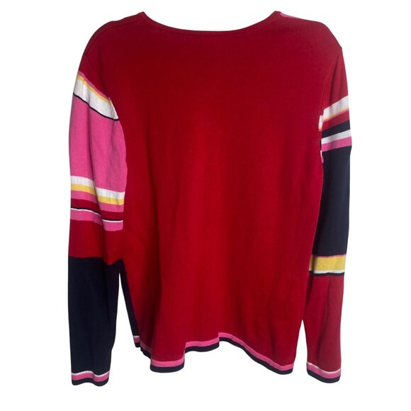 Crazy Horse Sweater Womens XL‎ Colorful Striped Cotton V-Neck Pullover - Picture 3 of 7